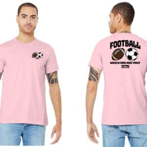 Pink T-shirt front and back football design