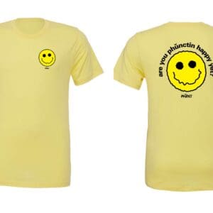 Yellow T-shirt with front and back smileys