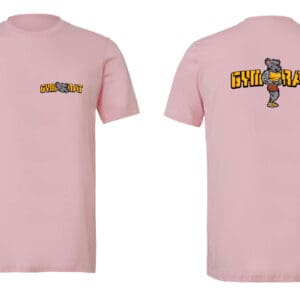 Pink Gym Rat t-shirt showing front and back