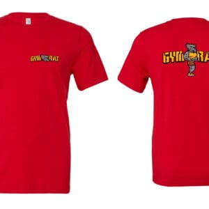 Red GymRat t-shirt showing front and back